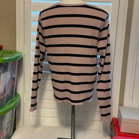 Forever 21 Pink and Black Striped Long Sleeve Top - Picture 3 of 6